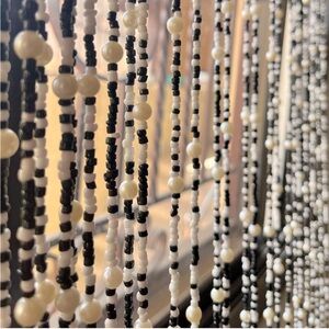 25 STRANDS Hand made Glass beads & tin STUNNING Boho Style Work of Art 1 CURTAIN